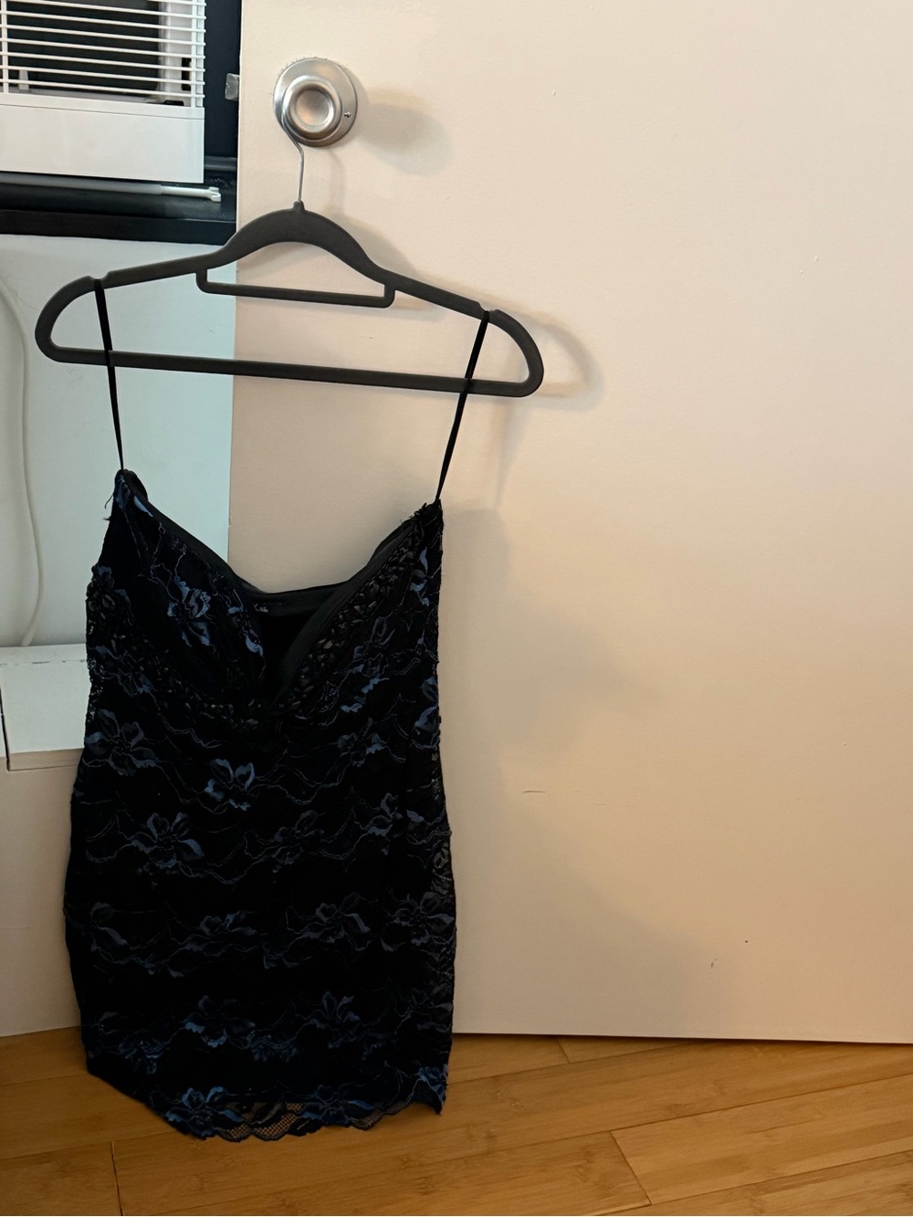 Onyx Black Floral Lace Velvet Mini Dress